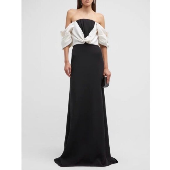 Hellessy Lea Off Shoulder Draped Jacket Gown - Picture 1 of 15